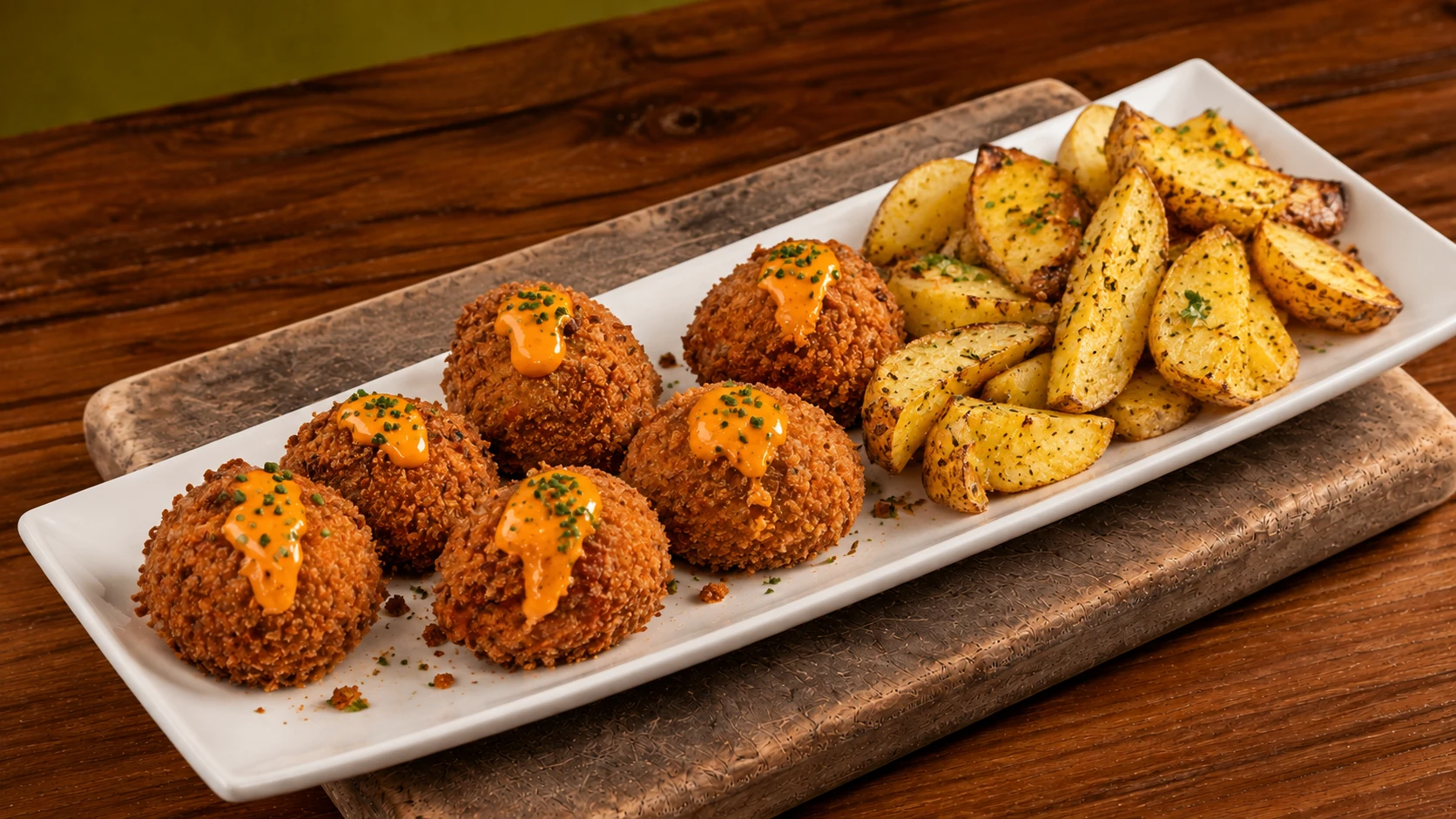 Ración de seis croquetas de cheddar y pepinillo